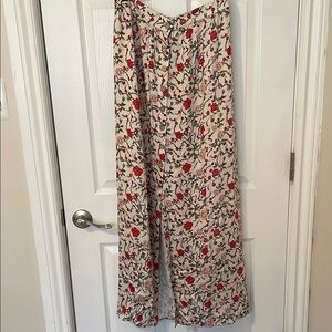 Knot Sisters Red and Cream Maxi Skirt with Elegant Floral Design